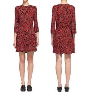 Whistles Anjelica Cherry Print Dress Red Multi Fit and Flare Lined Women's 6